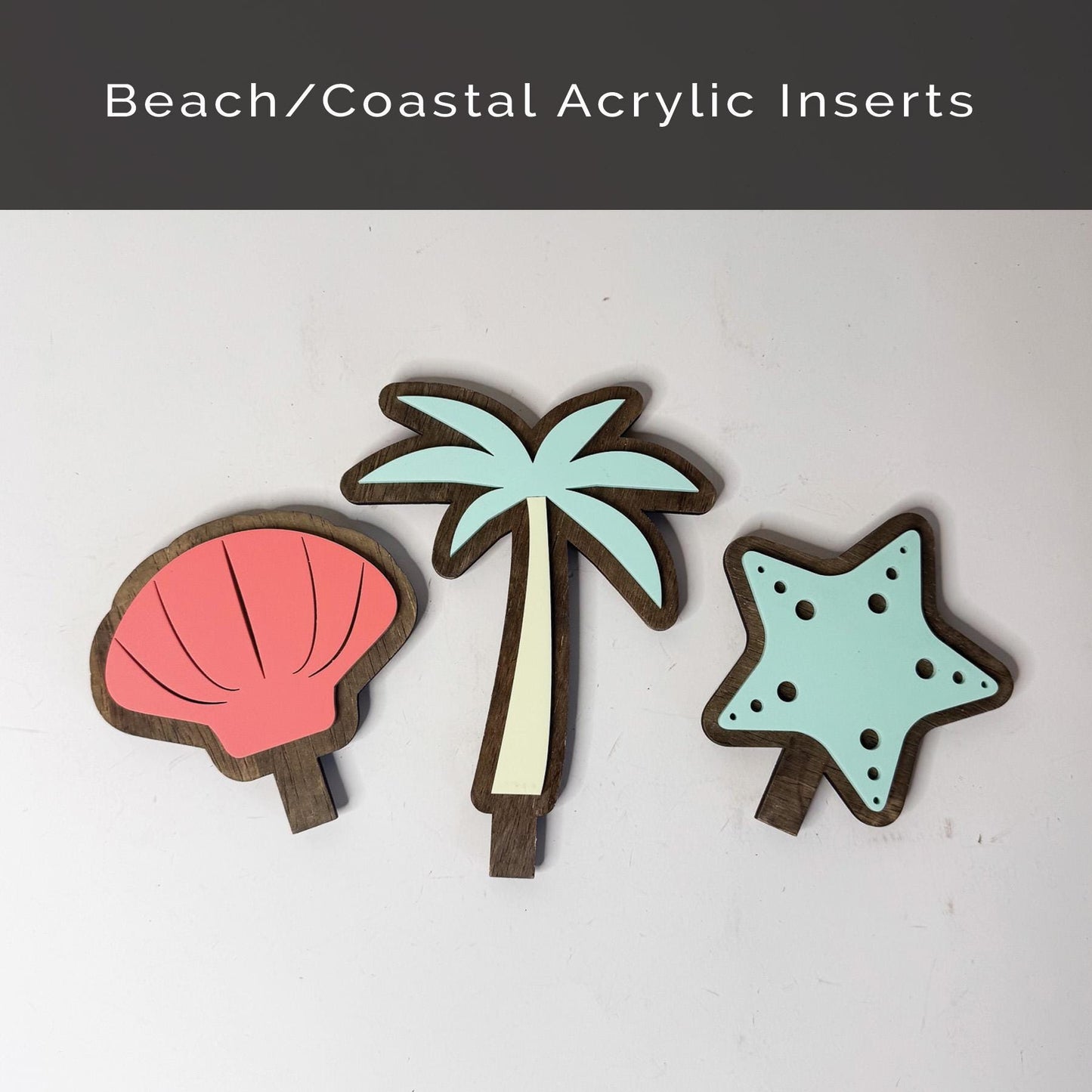 Tropical Acrylic Inserts, Summer Wreath Decor, Sea Turtle, Palm Tree, Starfish