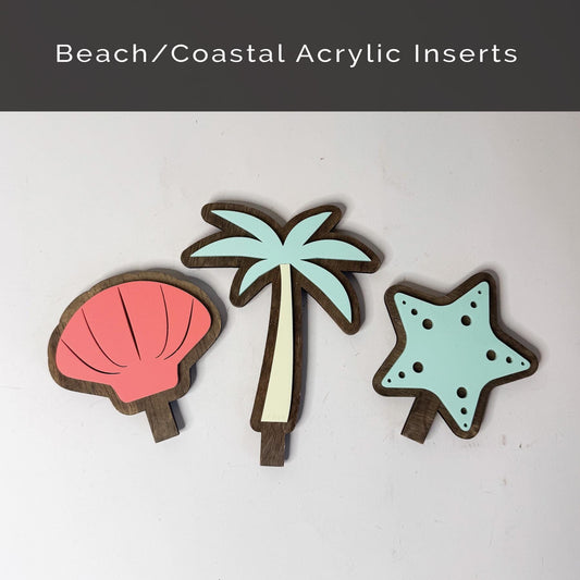 Tropical Acrylic Inserts, Summer Wreath Decor, Sea Turtle, Palm Tree, Starfish