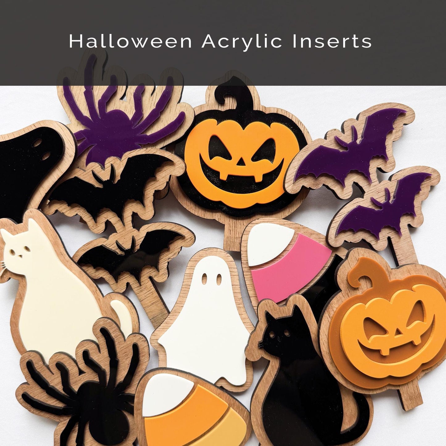 Halloween - Inserts only - Base sold separately - Candy Corn, Bats, Spiders, Cat