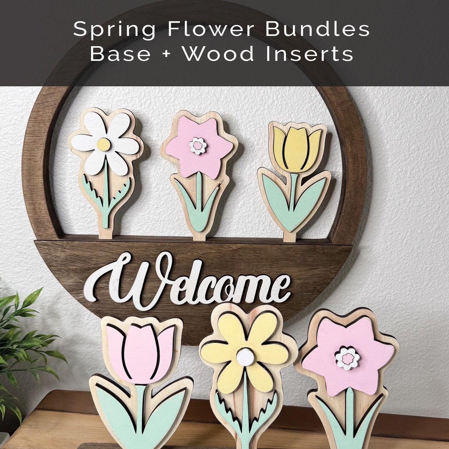 Sping Flowers bundle set.  Spring shelf decor. Spring Door hanger. Spring Gifts - Gift for Mom