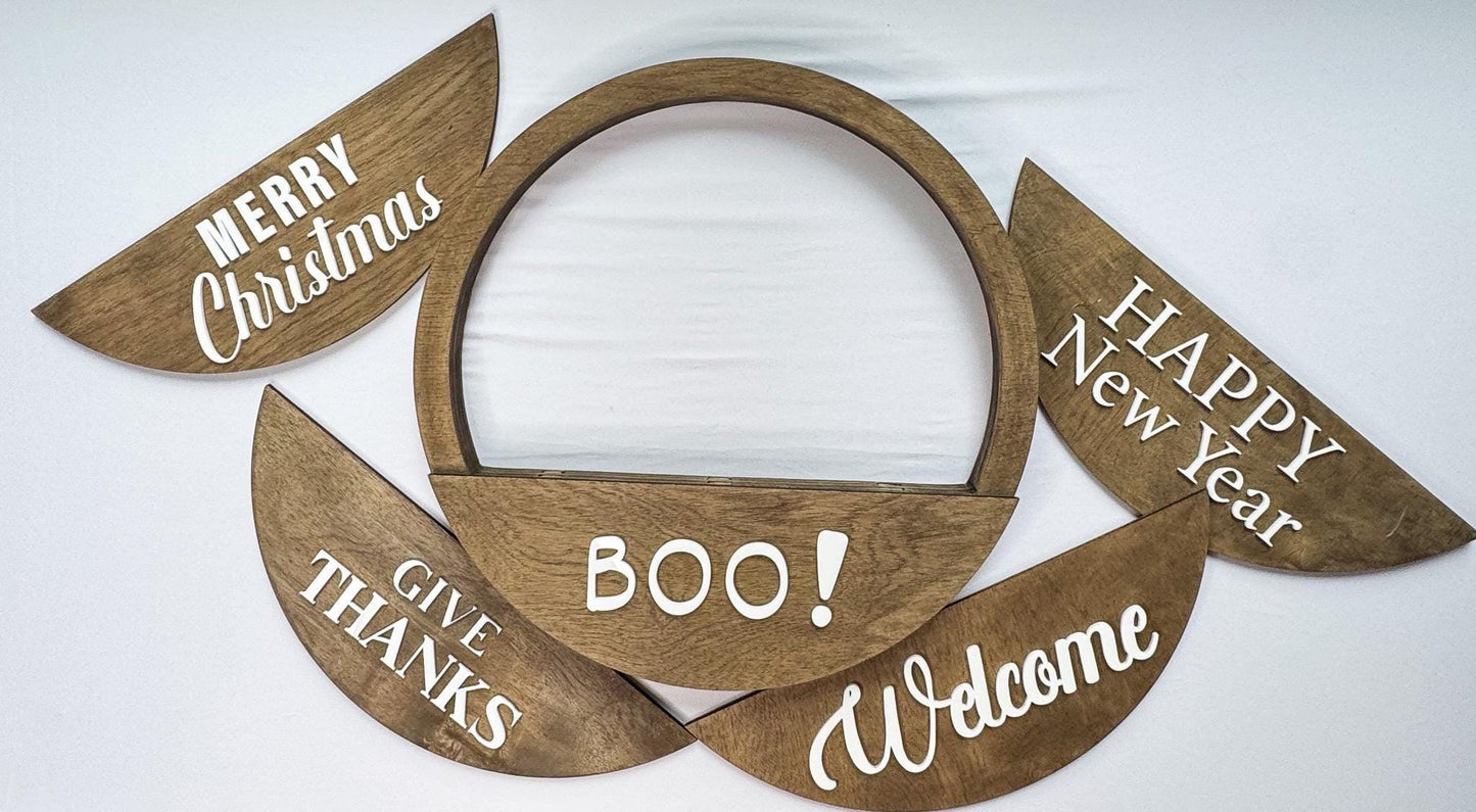Magnetic Interchangeable Greetings  Add-On Signs for Round Wreath Bases | Seasonal & Holiday Door Decor