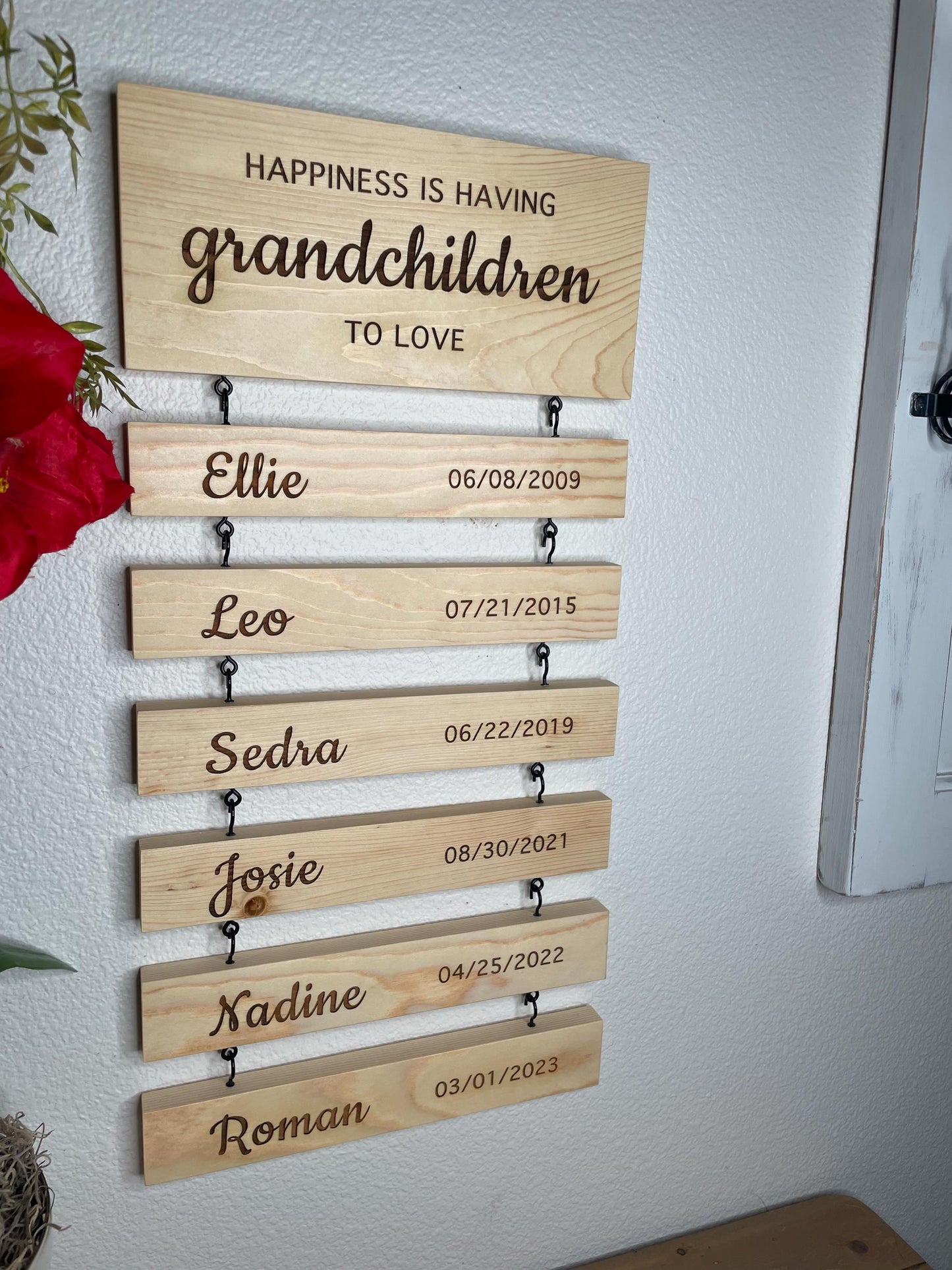 Grandchildren Customized Wood Engraved Sign