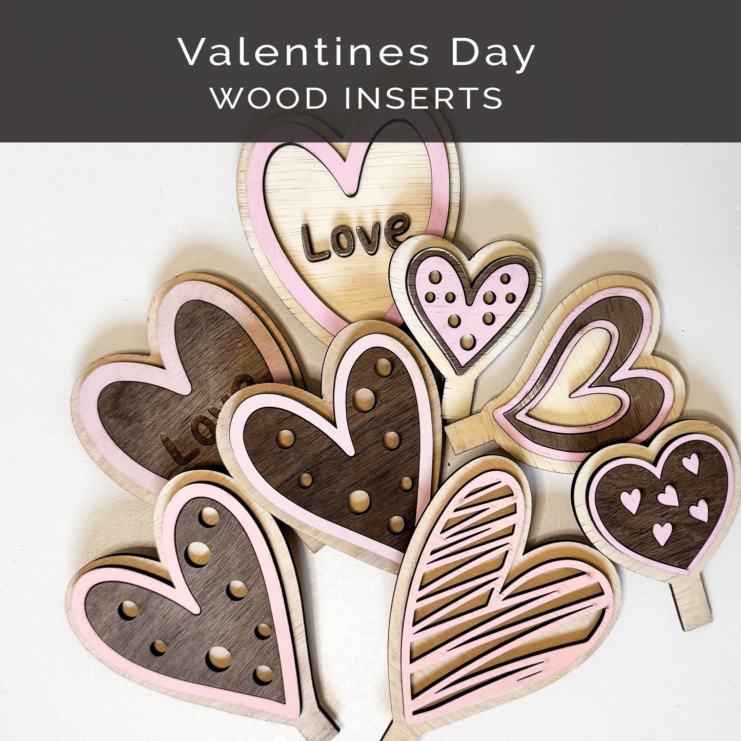 Valentine Wood Heart Inserts